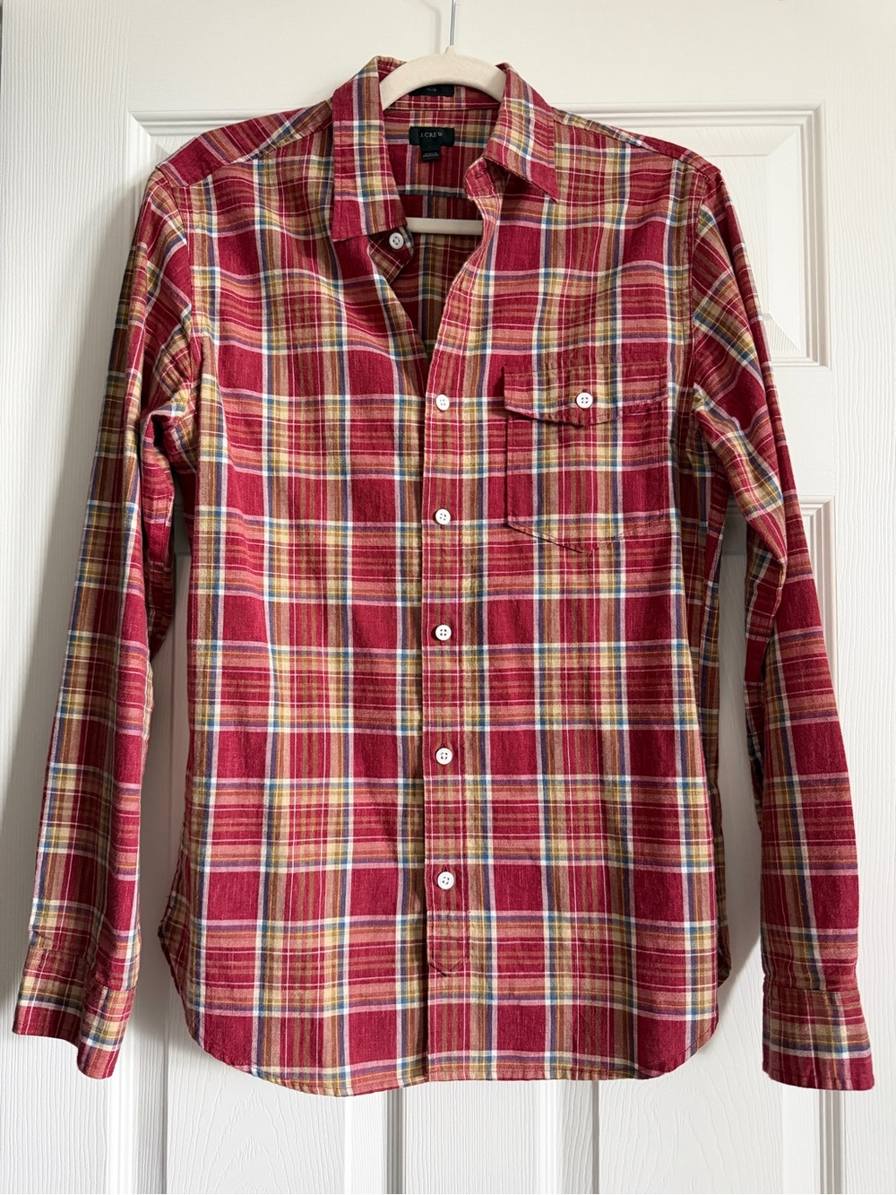 J. Crew Red Plaid Long-Sleeve Button-Down Shirt